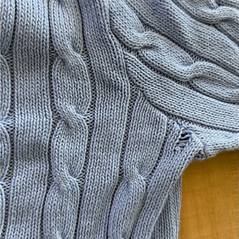 polo ralph lauren cable-knit cotton v-neck sweater, size medium - Picture 6 of 6